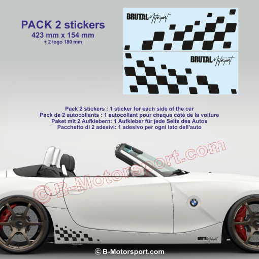 BMW Z3 Z4 - 2 stickers damiers latéraux 42 cm