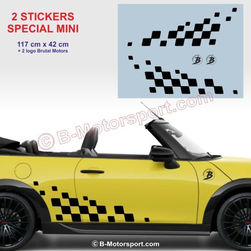 Bandiera a scacchi Racing 117 cm - 2 adesivi compatibili con tutte le MINI