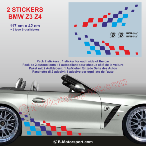 BMW Z3 Z4 - Adesivo 120 cm Bandiera a scacchi BMW con colori M-Power