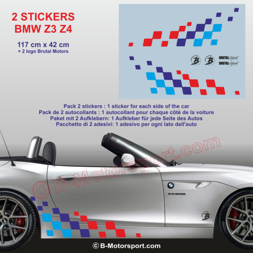 BMW Z3 Z4 - 2 sticker damier 120 cm coloris M-Power