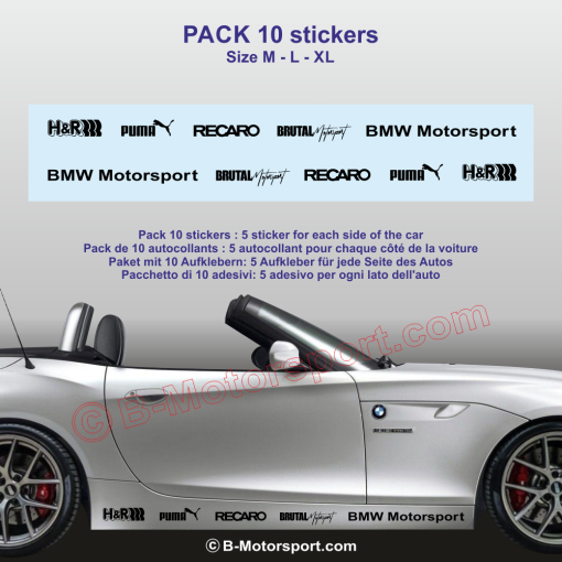 BMW Z3 Z4 - Pack bas de caisse 10 stickers logo racing
