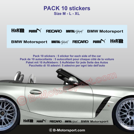 BMW Z3 Z4 -  Seitenstreifen Pack mit 10 Racing-Logo-Aufklebern