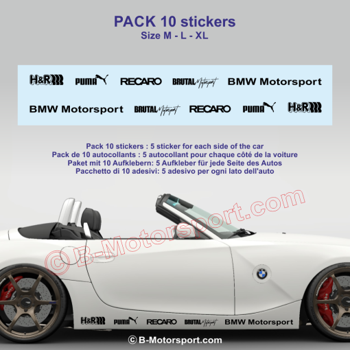 BMW Z3 Z4 - Confezione da 10 adesivi laterale con logo racing