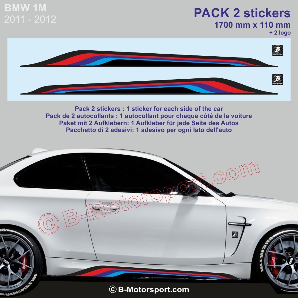 1er BMW Seitenstreifen Aufkleber 170 cm M-Power Farben