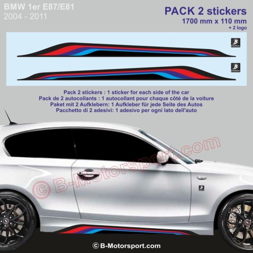 Adesivo BMW serie 1 per sottoporta con colori M-Power