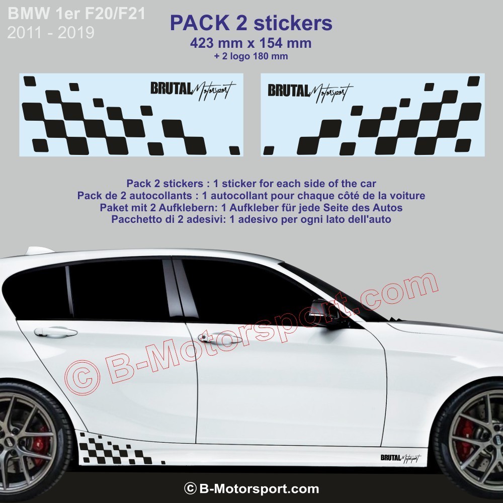 Serie 1 BMW - 2 chequered flag sticker decal 42 cm