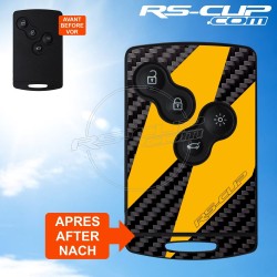 Carbon Look sticker 4 buttons Key for Renault