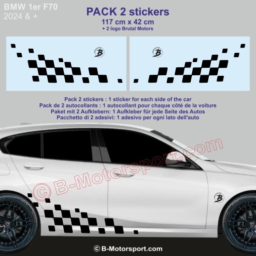 Bandiera a scacchi Racing 117 cm - 2 adesivi compatibili con tutte le BMW serie 1
