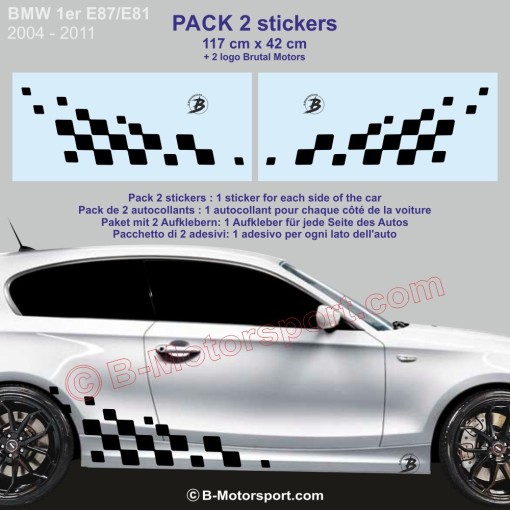 Bandiera a scacchi Racing 117 cm - 2 adesivi compatibili con tutte le BMW serie 1