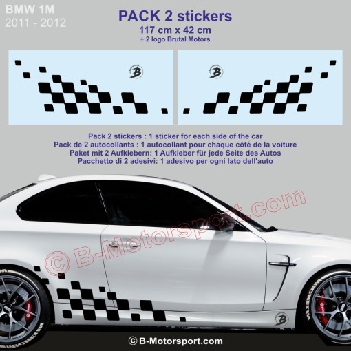 Bandiera a scacchi Racing 117 cm - 2 adesivi compatibili con tutte le BMW serie 1