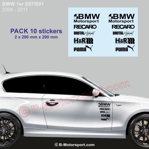 BMW Serie 1 - Confezione da 10 adesivi con logo racing