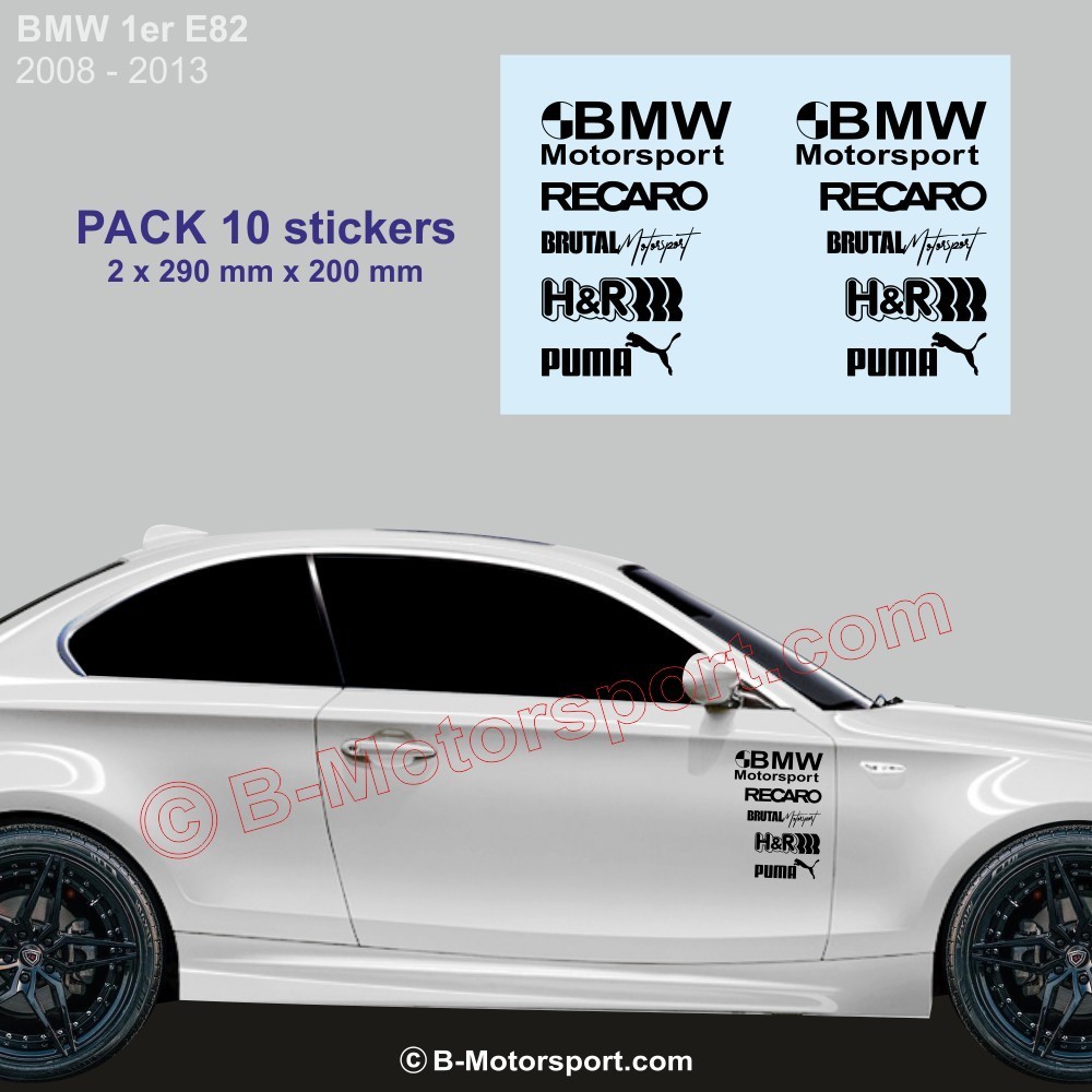 1er Serie BMW -  Pack mit 10 Racing-Logo-Aufklebern
