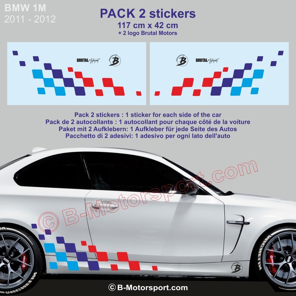 BMW Série 1 - 2 sticker damier 120 cm coloris M-Power