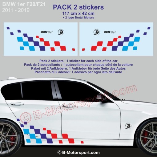 1er Serie BMW - 120 cm Rennflagge Aufkleber mit M-POWER farben