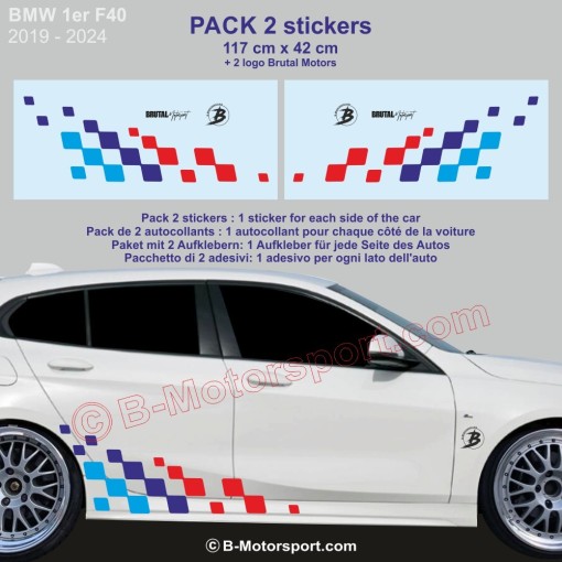BMW Série 1 - 2 sticker damier 120 cm coloris M-Power