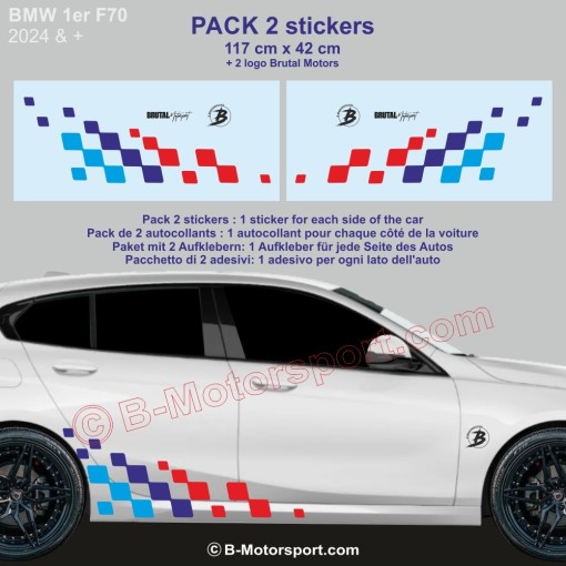 1er Serie BMW - 120 cm Rennflagge Aufkleber mit M-POWER farben