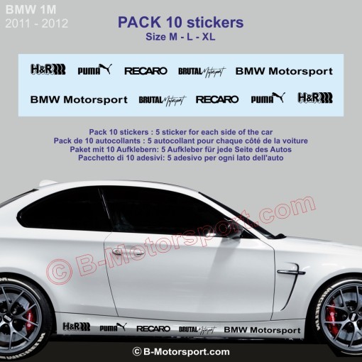 BMW Série 1 - Pack bas de caisse 10 stickers logo racing