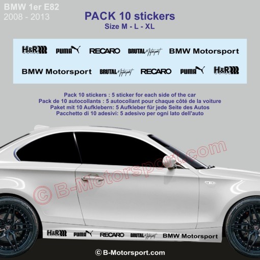 BMW Série 1 - Pack bas de caisse 10 stickers logo racing