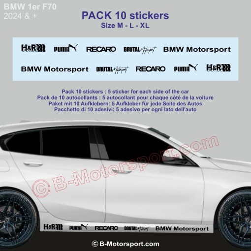 1 Serie BMW - Pack of 10 racing logo stickers fort side skirt