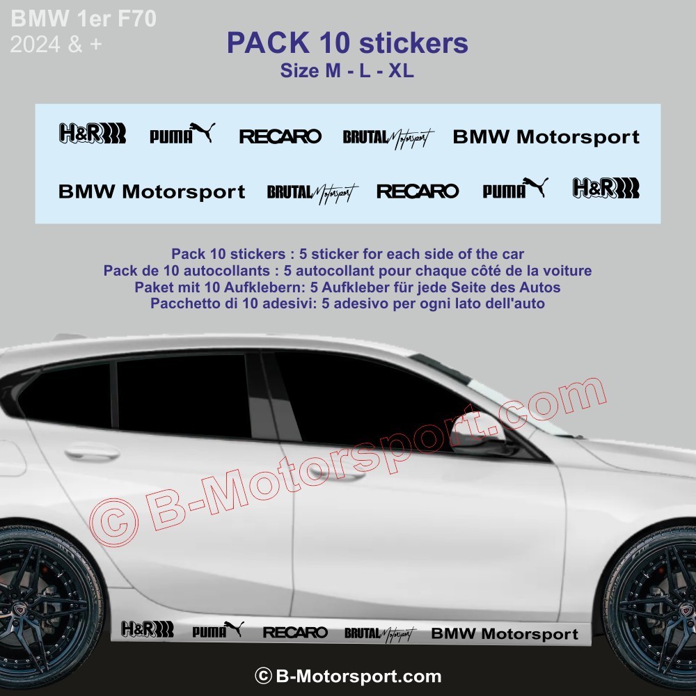 BMW Série 1 - Pack bas de caisse 10 stickers logo racing
