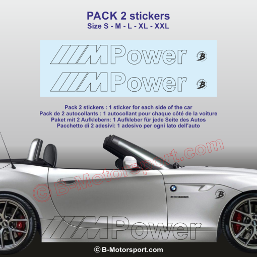 M-POWER outline BMW Z3 Z4 - Pack of 2 stickers for side skirt