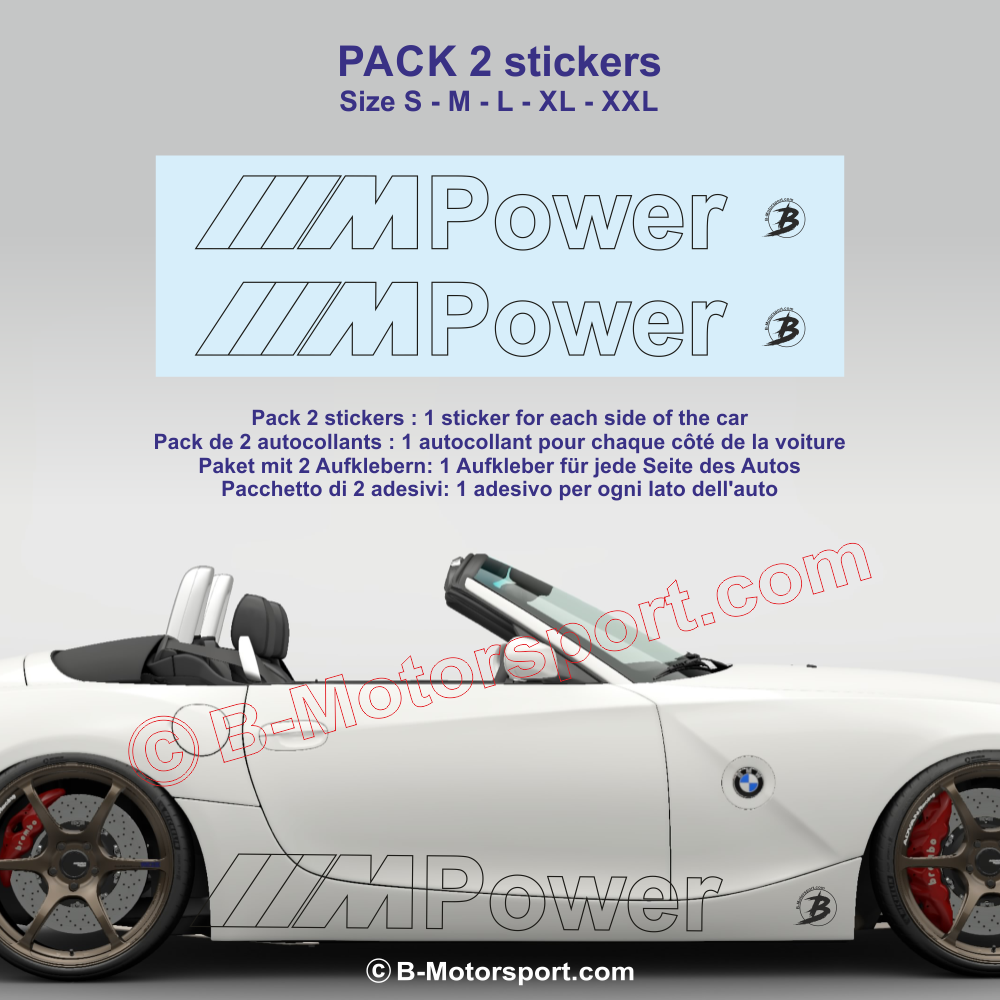 M-POWER outline BMW Z3 Z4 - Pack of 2 stickers for side skirt