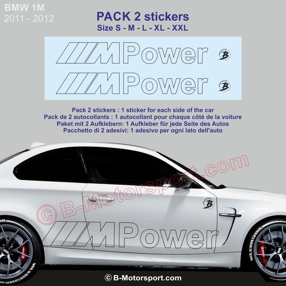 M-POWER outline 1er Serie BMW -  Seitenstreifen Pack mit 2 Aufkleber