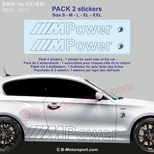 M-POWER outline BMW 1 Serie - Pack of 2 stickers for side skirt