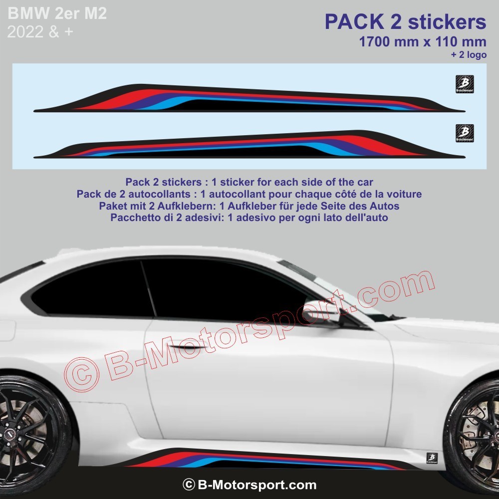Adesivo BMW serie 2 per sottoporta con colori M-Power