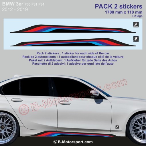Adesivo BMW serie 3 per sottoporta con colori M-Power