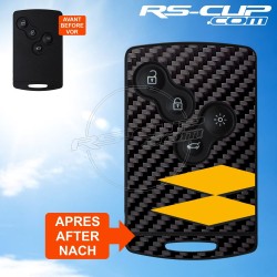 Carbon Look sticker 4 buttons Key for Renault