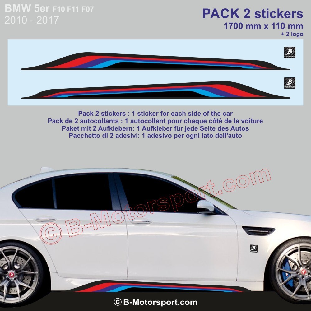 5er BMW Seitenstreifen Aufkleber 170 cm M-Power Farben