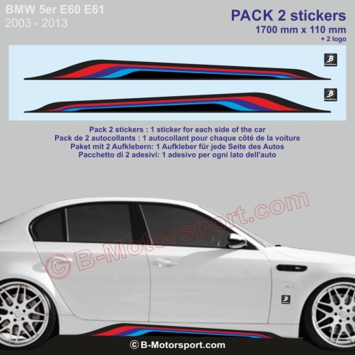 5er BMW Seitenstreifen Aufkleber 170 cm M-Power Farben