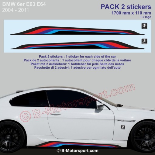6er und 8er BMW Seitenstreifen Aufkleber 170 cm M-Power Farben