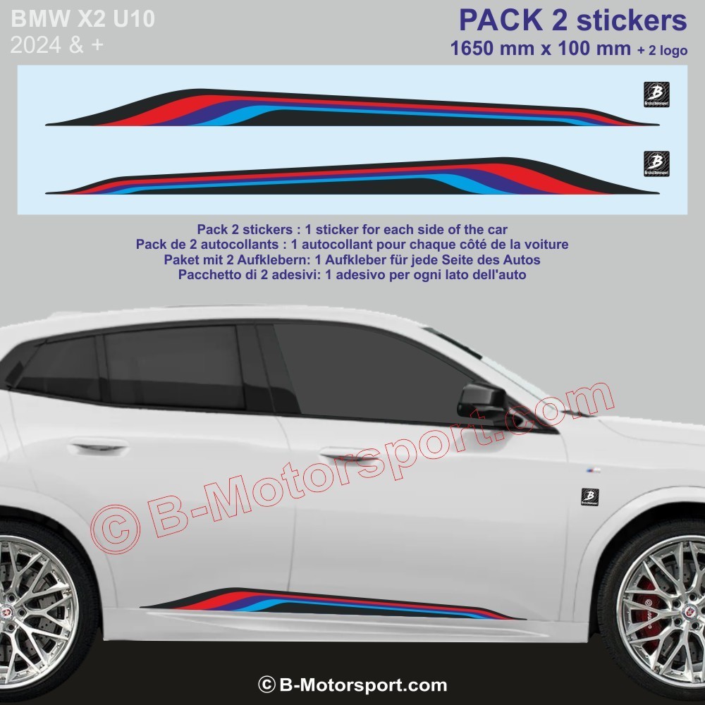 BMW X2 Seitenstreifen Aufkleber 170 cm M-Power Farben