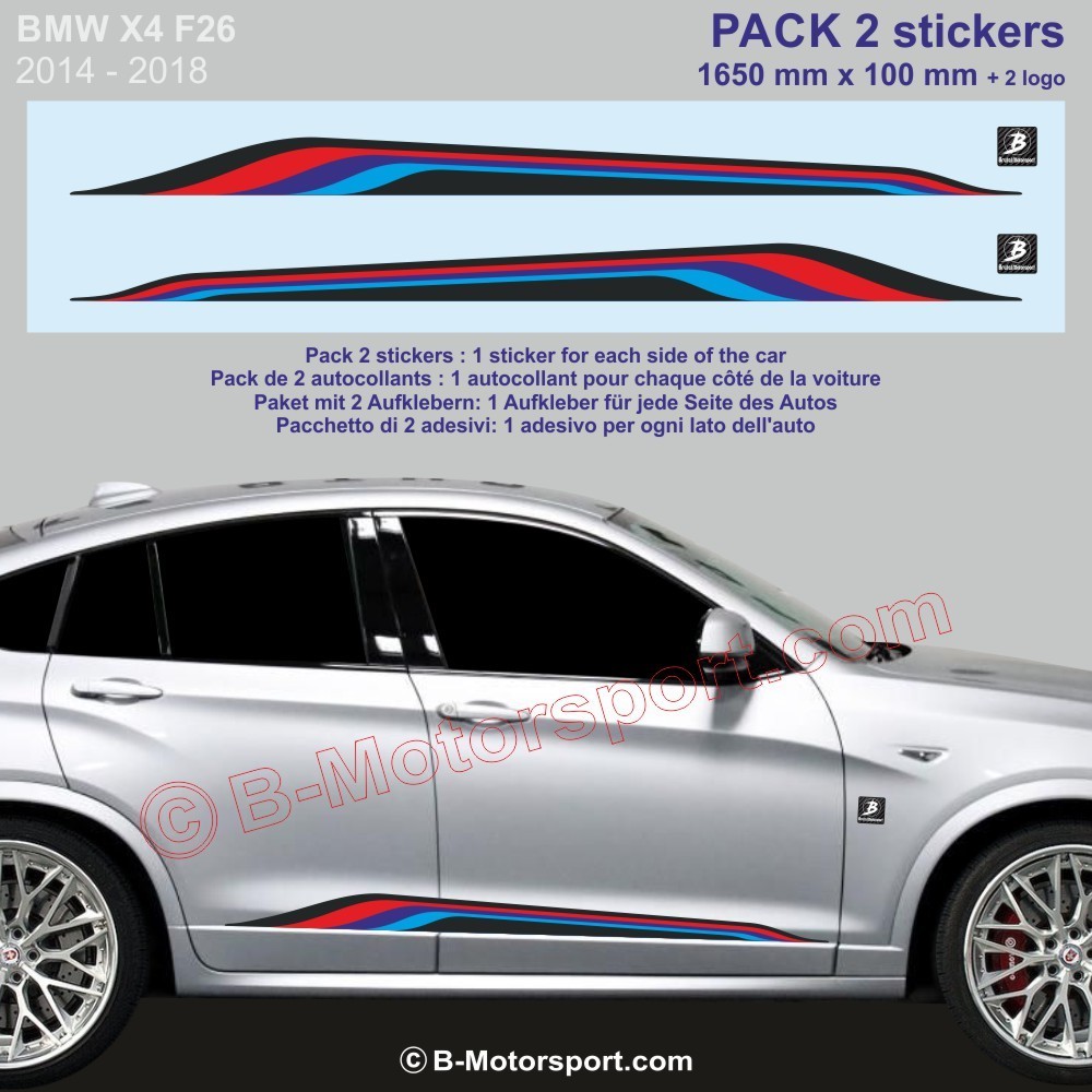 BMW X4 Seitenstreifen Aufkleber 170 cm M-Power Farben
