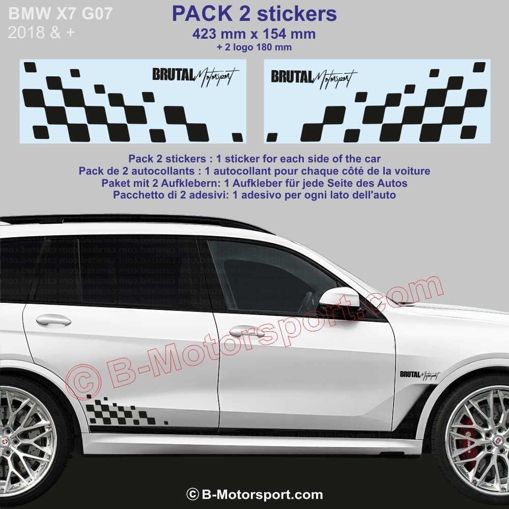 BMW X7 - 2 chequered flag sticker decal 42 cm