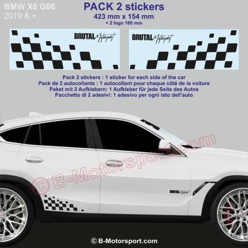 BMW X6 - 2 Schachbret Seitenstreifen Aufbleber 42 cm