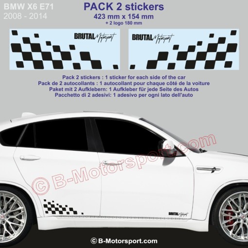 BMW X6 - 2 chequered flag sticker decal 42 cm