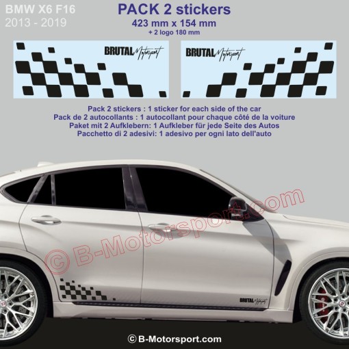 BMW X6 - 2 Schachbret Seitenstreifen Aufbleber 42 cm
