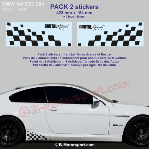 BMW 6 and 8 Series - 2 chequered flag sticker decal 42 cm