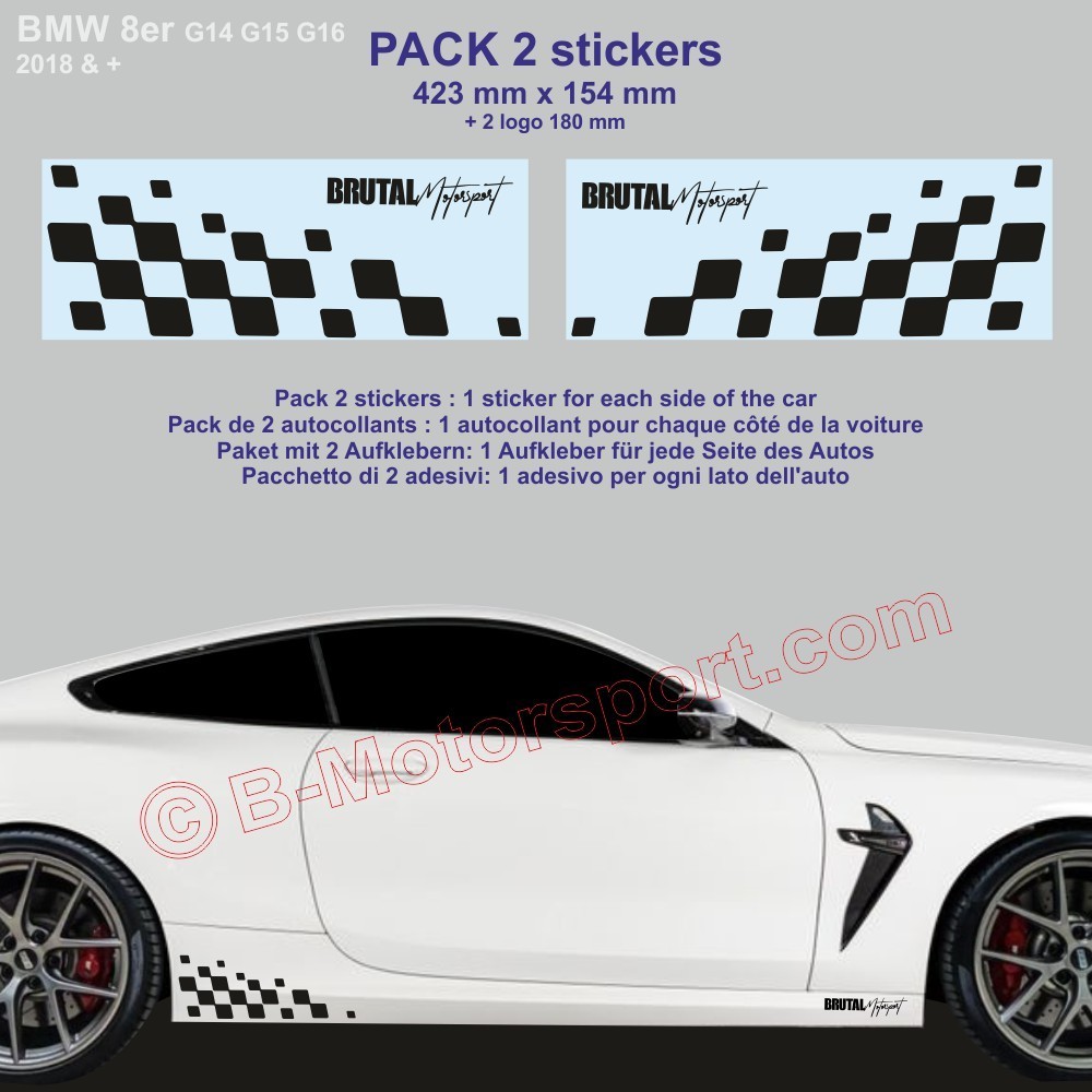 BMW 6 and 8 Series - 2 chequered flag sticker decal 42 cm
