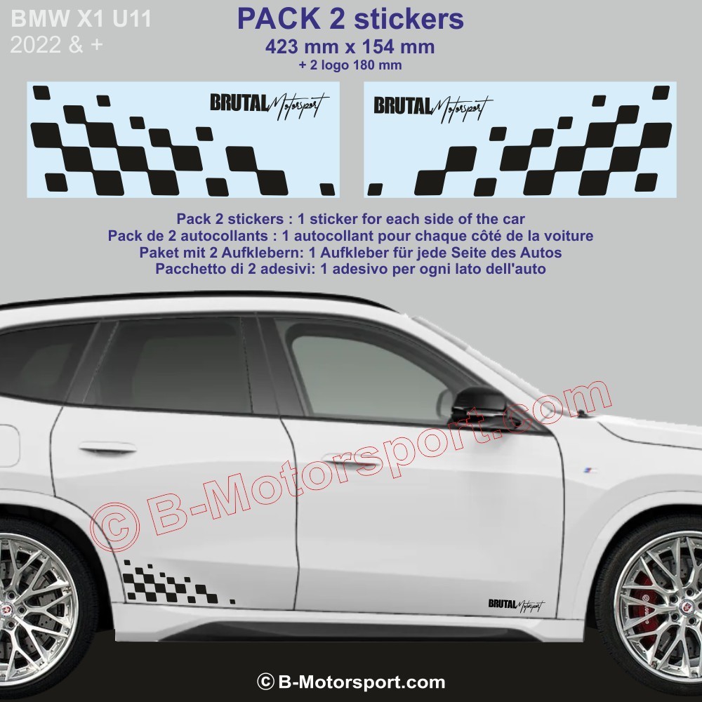 BMW X1 - 2 chequered flag sticker decal 42 cm