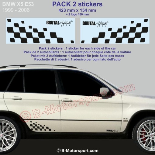 BMW X5 - 2 chequered flag sticker decal 42 cm