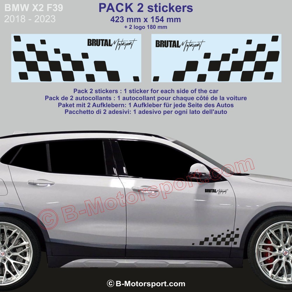 BMW X2 - 2 chequered flag sticker decal 42 cm