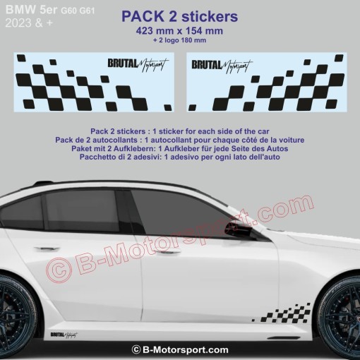 BMW 5 Serie - 2 chequered flag sticker decal 42 cm