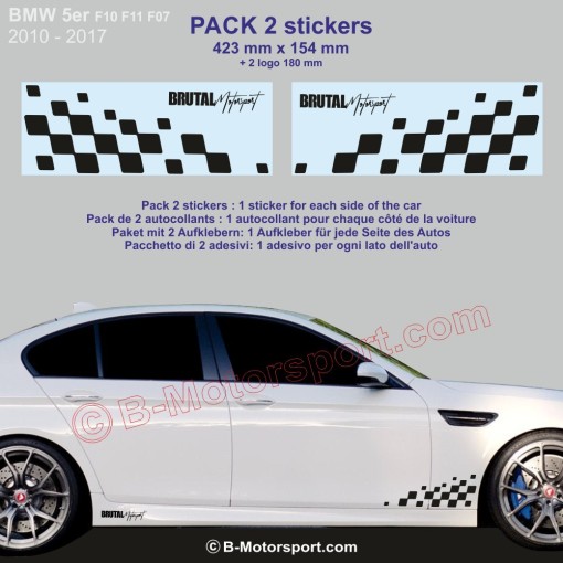 BMW 5 Serie - 2 chequered flag sticker decal 42 cm