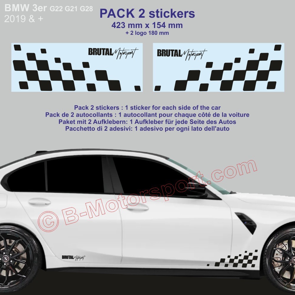 3 Serie BMW - 2 chequered flag sticker decal 42 cm
