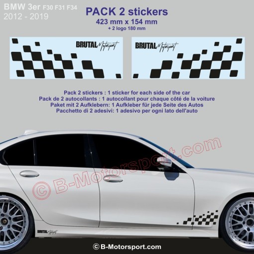 3er Serie BMW - 2 Schachbret Seitenstreifen Aufbleber 42 cm
