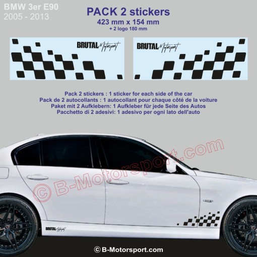 3er Serie BMW - 2 Schachbret Seitenstreifen Aufbleber 42 cm